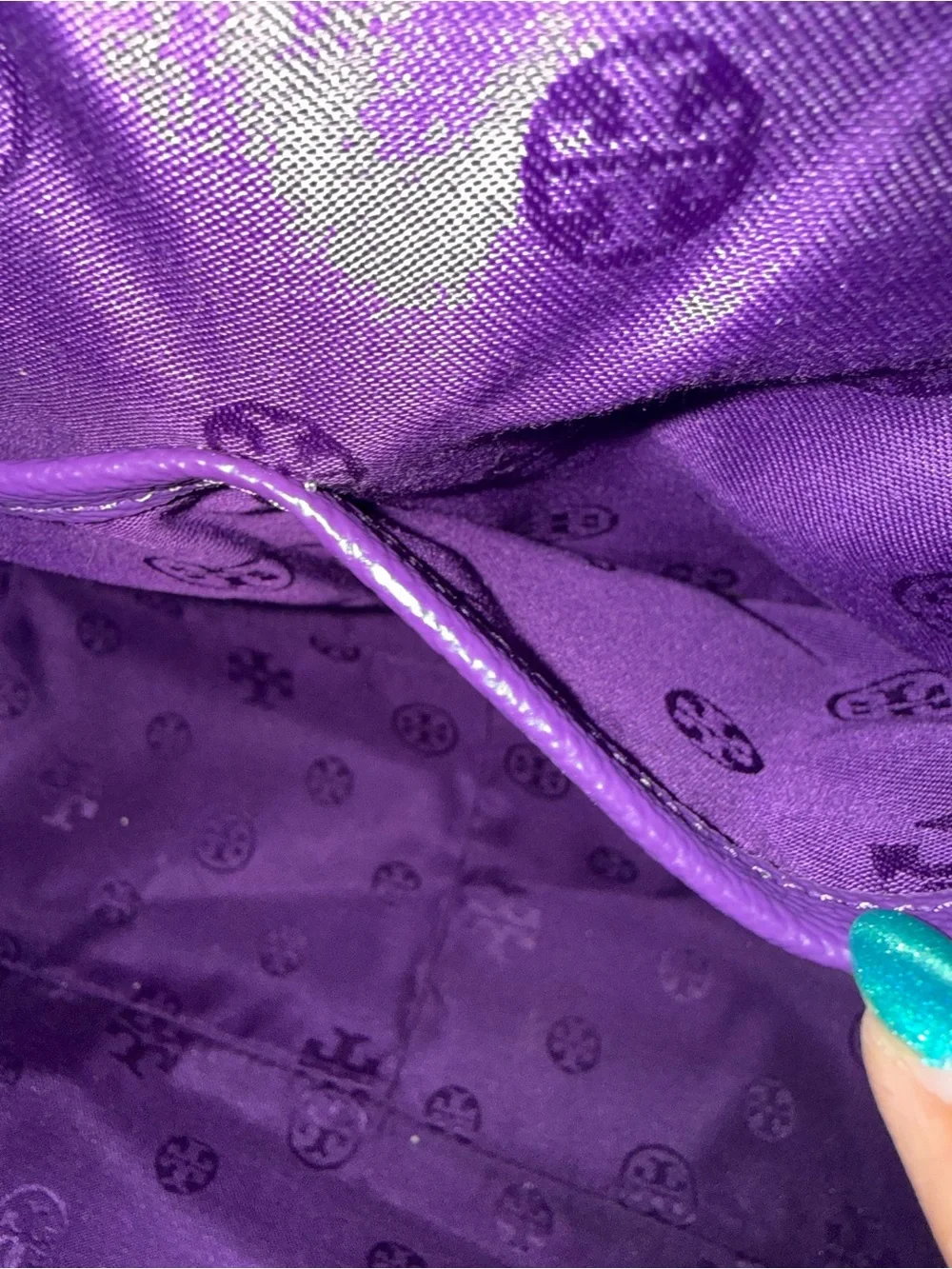 Tory Burch Violet Leather Tote with Gold Hardware